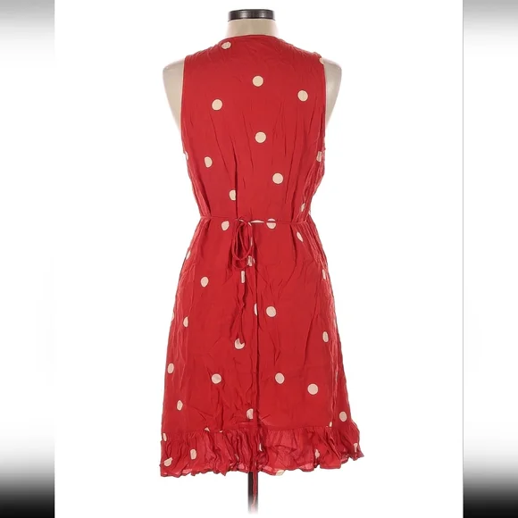 Rails Madison Scarlet PolkaDots Mini Wrap 100% Rayon dress Size L - Picture 4 of 16